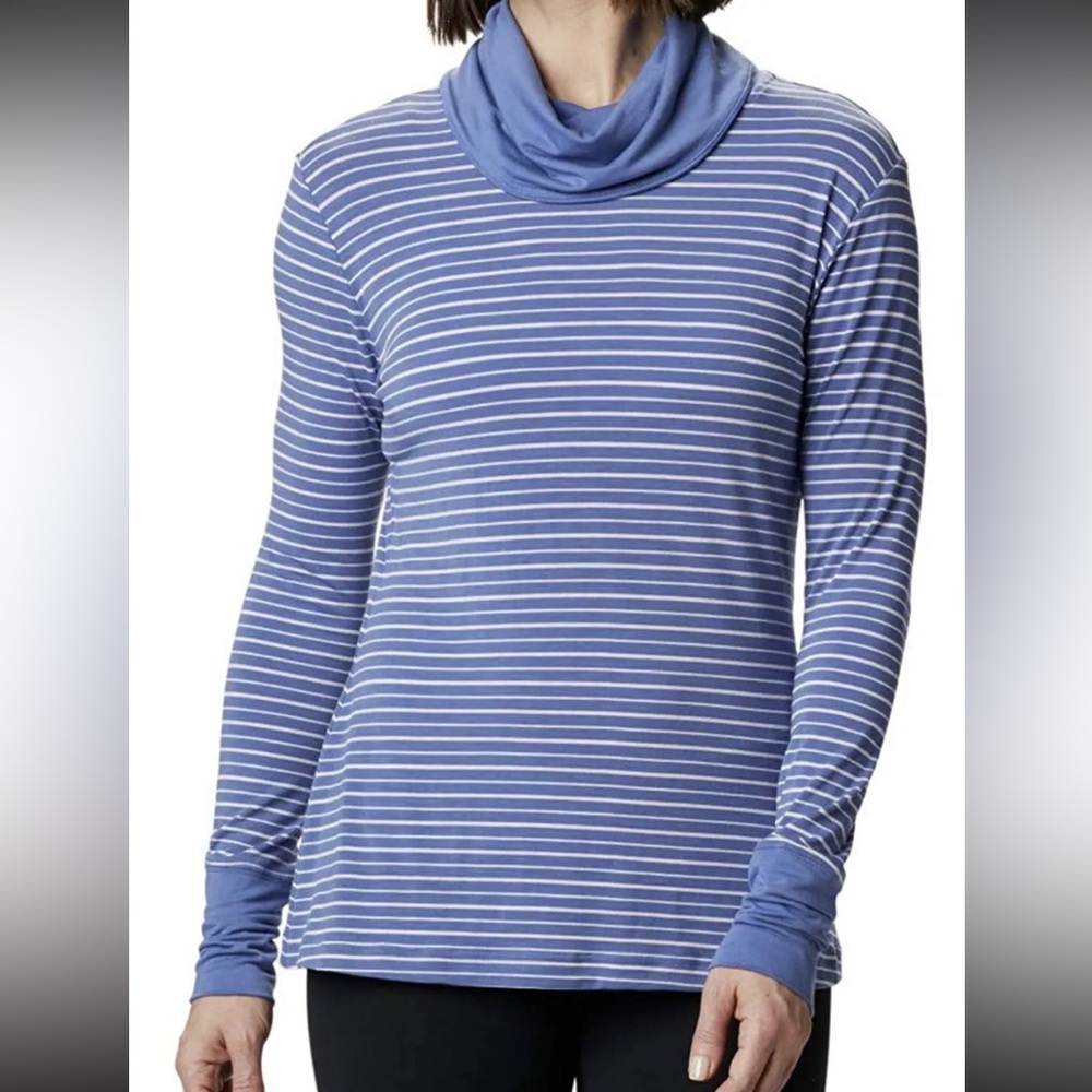 Columbia Women's Essential Elements Long Sleeve Shirt Blue Striped Size Medium